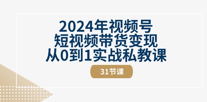 2024年视频号短视频带货变现从0到1实战私教课（30节视频课）-生财有道