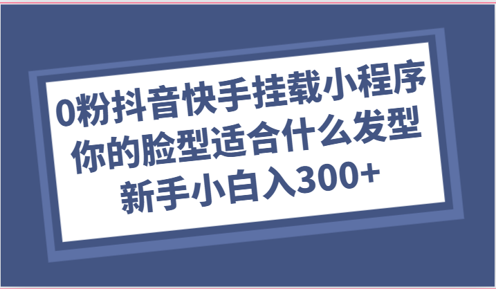 0粉抖音快手挂载小程序，你的脸型适合什么发型玩法，新手小白日入300+-生财有道