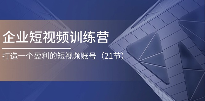 企业短视频训练营：打造一个盈利的短视频账号（21节）-生财有道