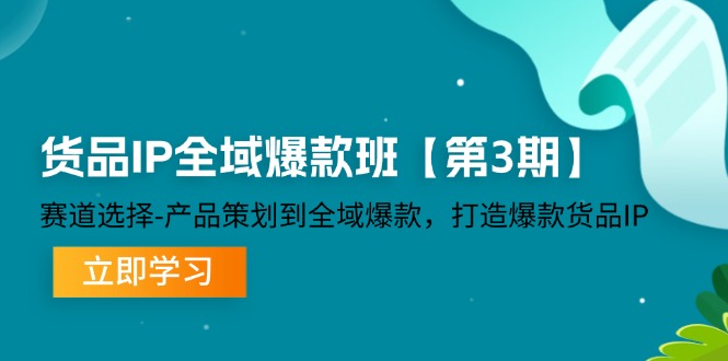 货品IP全域爆款班【第3期】赛道选择、产品策划到全域爆款，打造爆款货品IP-生财有道