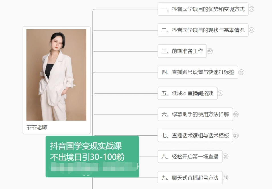抖音国学变现项目：不出境日引30-100粉实战课程-生财有道