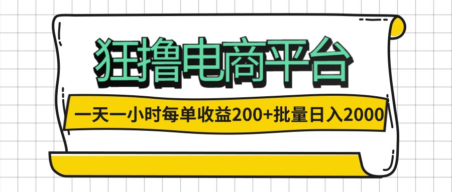 （12463期）一天一小时 狂撸电商平台 每单收益200+ 批量日入2000+_生财有道创业网-生财有道