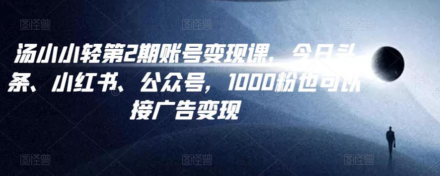 汤小小账号变现课第2期，今日头条、小红书、公众号，1000粉也可以接广告变现-生财有道