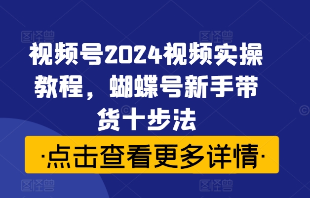 视频号2024视频实操教程，蝴蝶号新手带货十步法——生财有道创业网-生财有道