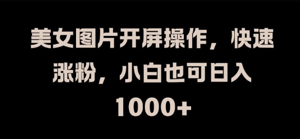 美女图片开屏操作，快速涨粉，小白也可日入1k【揭秘】——生财有道创业网-生财有道
