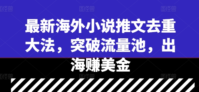 最新海外小说推文去重大法，突破流量池，出海赚美金——生财有道创业网-生财有道