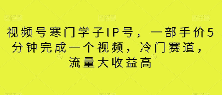 视频号寒门学子IP号，一部手价5分钟完成一个视频，冷门赛道，流量大收益高【揭秘】-生财有道