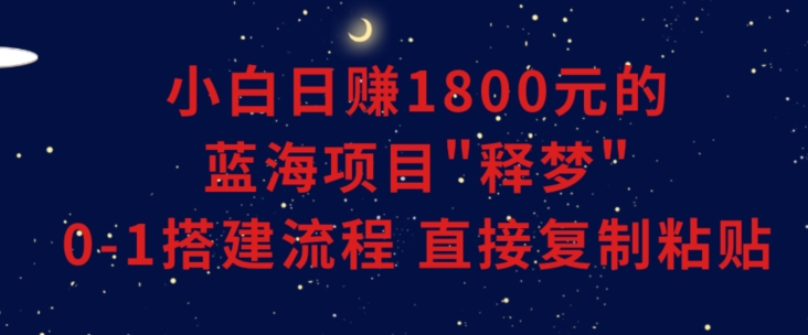 小白能日赚1800元的蓝海项目”释梦”0-1搭建流程可直接复制粘贴长期做【揭秘】-生财有道