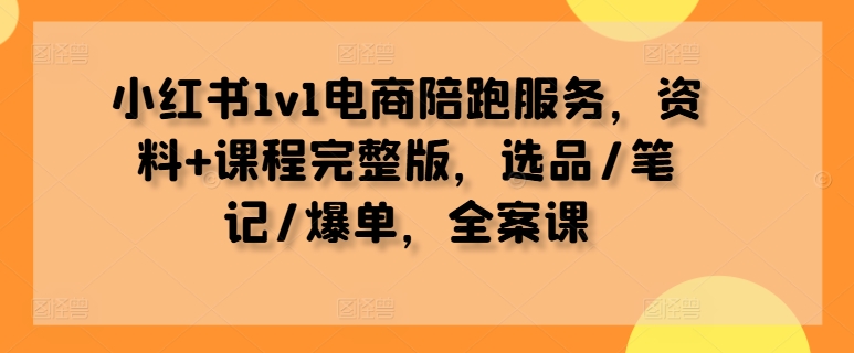 小红书1v1电商陪跑服务，资料+课程完整版，选品/笔记/爆单，全案课——生财有道创业网-生财有道