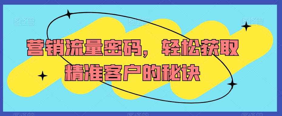 营销流量密码，轻松获取精准客户的秘诀-生财有道