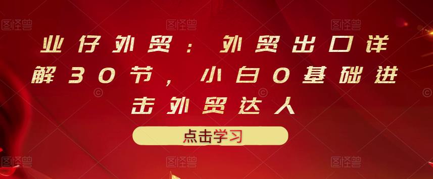 业仔外贸：外贸出口详解30节，小白0基础进击外贸达人 价值666元-生财有道