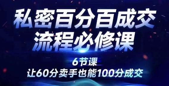 私密百分百成交流程线上训练营，绝对成交，让60分卖手也能100分成交——生财有道创业网-生财有道