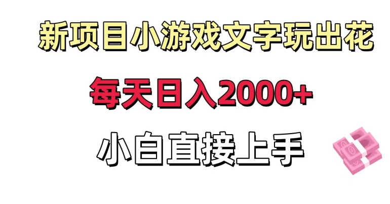 新项目小游戏文字玩出花日入2000+，每天只需一小时，小白直接上手【揭秘】-生财有道