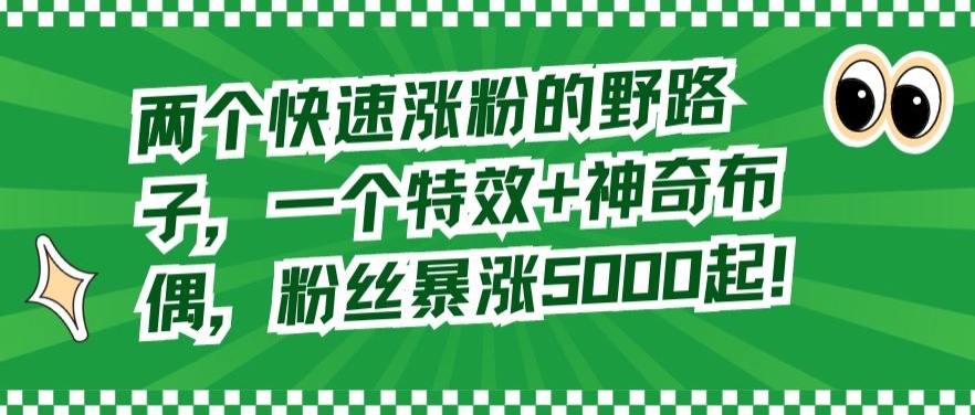 两个快速涨粉的野路子，一个特效+神奇布偶，粉丝暴涨5000起【揭秘】-生财有道