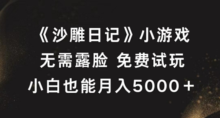 《沙雕日记》小游戏，无需露脸免费试玩，小白也能月入5000+【揭秘】——生财有道创业网-生财有道