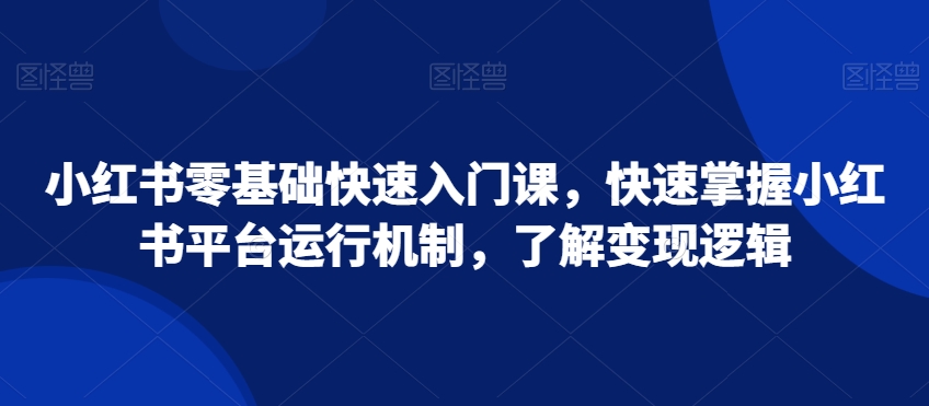 小红书零基础快速入门课，快速掌握小红书平台运行机制，了解变现逻辑-生财有道