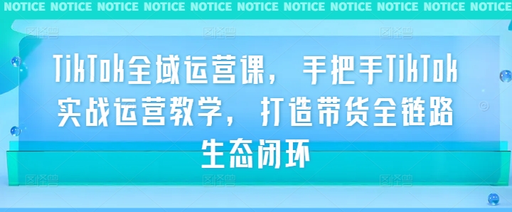 TikTok全域运营课，手把手TikTok实战运营教学，打造带货全链路生态闭环——生财有道创业网-生财有道