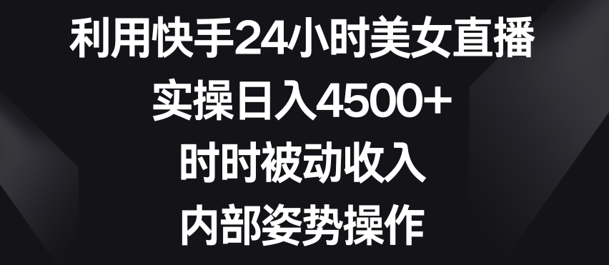 利用快手24小时美女直播，实操日入4500+，时时被动收入，内部姿势操作【揭秘】-生财有道