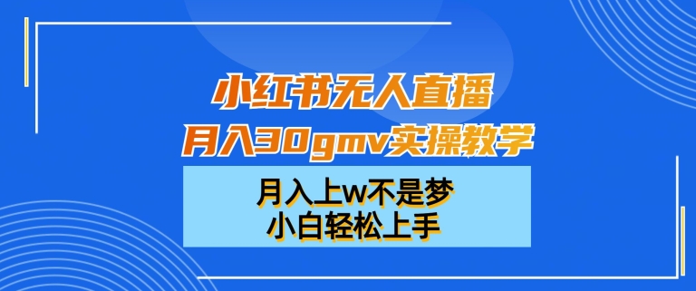 小红书无人直播月入30gmv实操教学，月入上w不是梦，小白轻松上手【揭秘】-生财有道