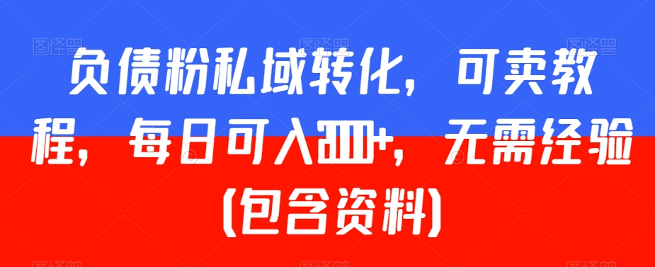 负债粉私域转化，可卖教程，每日可入2000+，无需经验（包含资料）【揭秘】-生财有道