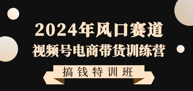 2024年风口赛道视频号电商带货训练营搞钱特训班，带领大家快速入局自媒体电商带货-生财有道