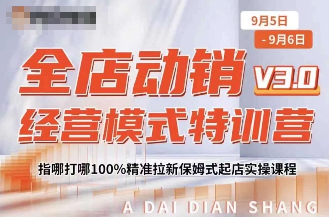 全店动销经营模式特训营，指哪打哪100%精准拉新保姆式起店实操课程——生财有道创业项目网-生财有道