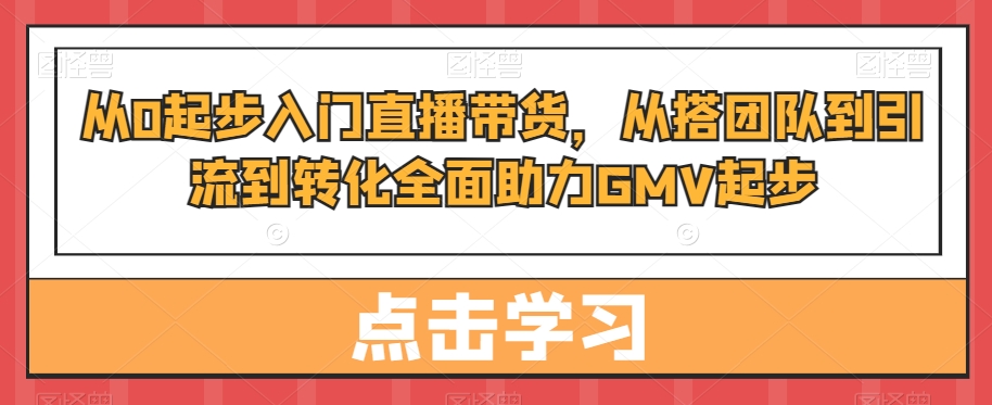 从0起步入门直播带货，​从搭团队到引流到转化全面助力GMV起步-生财有道