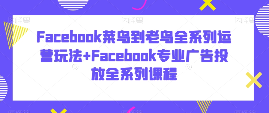 Facebook菜鸟到老鸟全系列运营玩法+Facebook专业广告投放全系列课程-生财有道