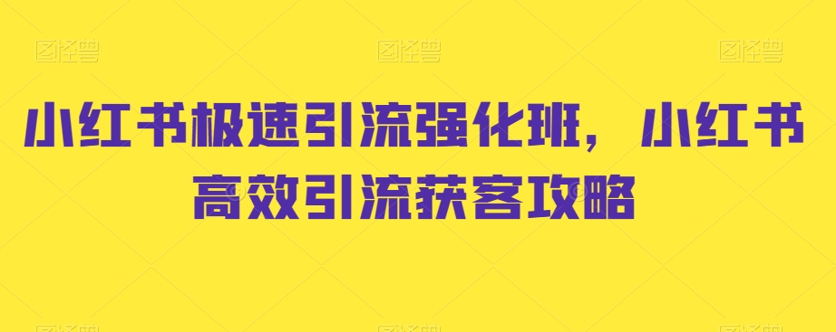 小红书极速引流强化班，小红书高效引流获客攻略-生财有道