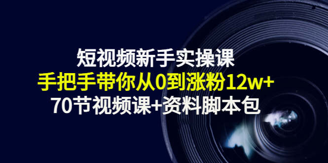 短视频新手实操课：手把手带你从0到涨粉12w+（70节视频课+资料脚本包）-生财有道