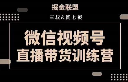 掘金联盟三叔/阎老板-视频号直播带货训练营，7月新课价值3980-生财有道