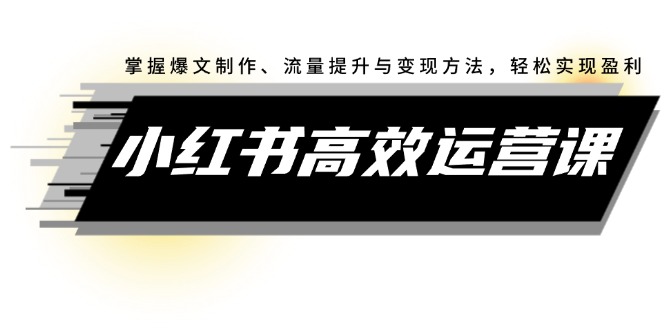 （12369期）小红书高效运营课：掌握爆文制作、流量提升与变现方法，轻松实现盈利_生财有道创业网-生财有道