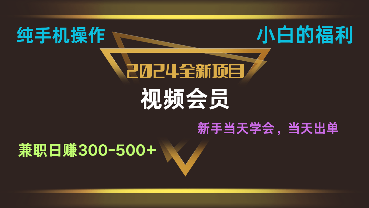 影视会员兼职日入500-800，纯手机操作当天上手当天出单 小白福利-生财有道