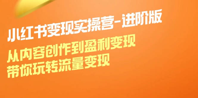 小红书变现实操营进阶版：从内容创作到盈利变现，带你玩转流量变现-生财有道