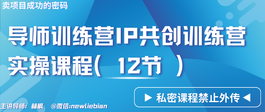 导师训练营3.0IP共创训练营私密实操课程（12节）-卖项目的密码成功秘诀-生财有道