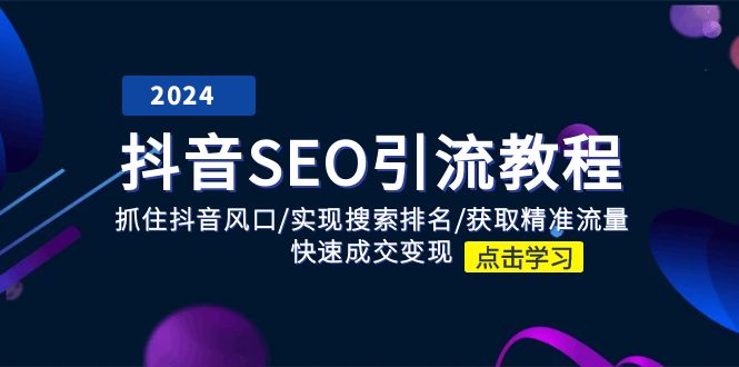 抖音SEO引流教程：抓住抖音风口/实现搜索排名/获取精准流量/快速成交变现-生财有道