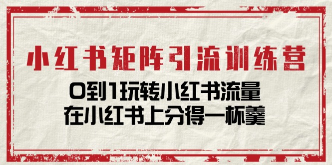 小红书矩阵引流训练营：0到1玩转小红书流量，在小红书上分得一杯羹（14节课）-生财有道