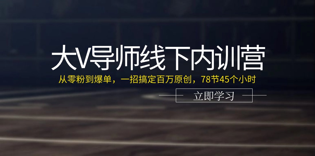 大V导师线下内训营：从零粉到爆单，一招搞定百万原创（78节45个小时）-生财有道