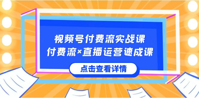 视频号付费流实战课，付费流×直播运营速成课，让你快速掌握视频号核心运营技能-生财有道