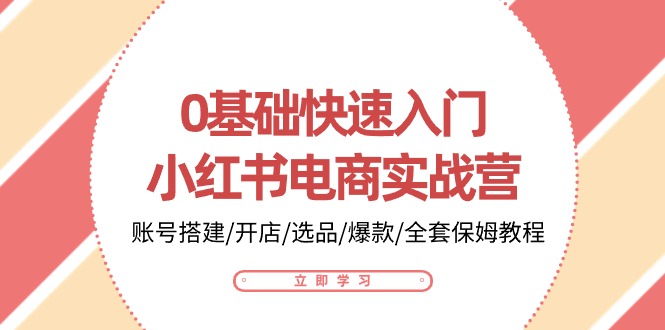 0基础快速入门小红书电商实战营：账号搭建/开店/选品/爆款/全套保姆教程-生财有道