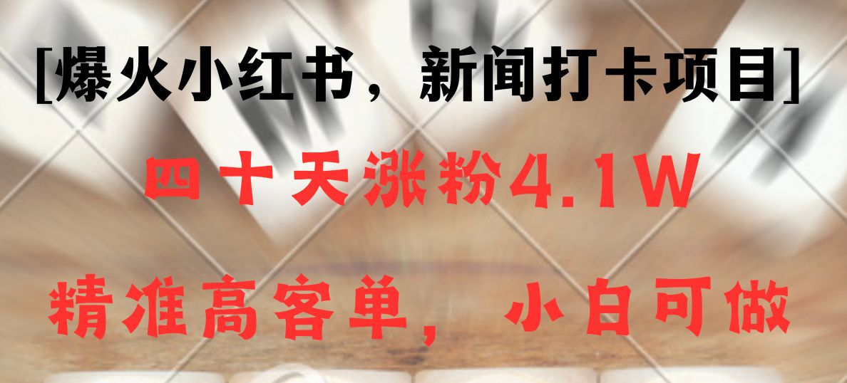 新闻打卡项目，小红书40天涨粉4.1w，高客单精准粉，变现能力超强-生财有道
