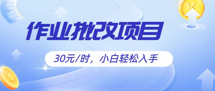 作业批改项目30元/时，简单小白轻松入手，非常适合兼职-生财有道