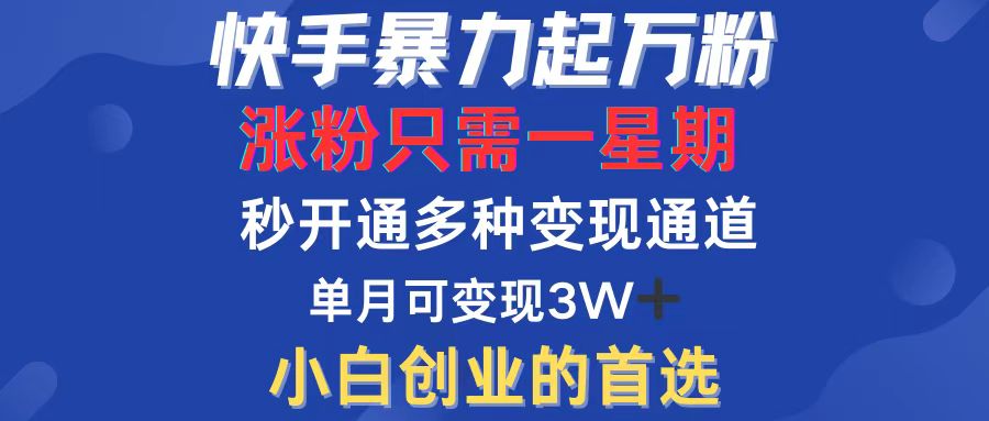 （12651期）快手暴力起万粉，涨粉只需一星期，多种变现模式，直接秒开万合，小白创…_生财有道创业网-生财有道