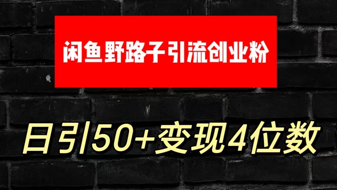 大眼闲鱼野路子引流创业粉，日引50+单日变现四位数-生财有道