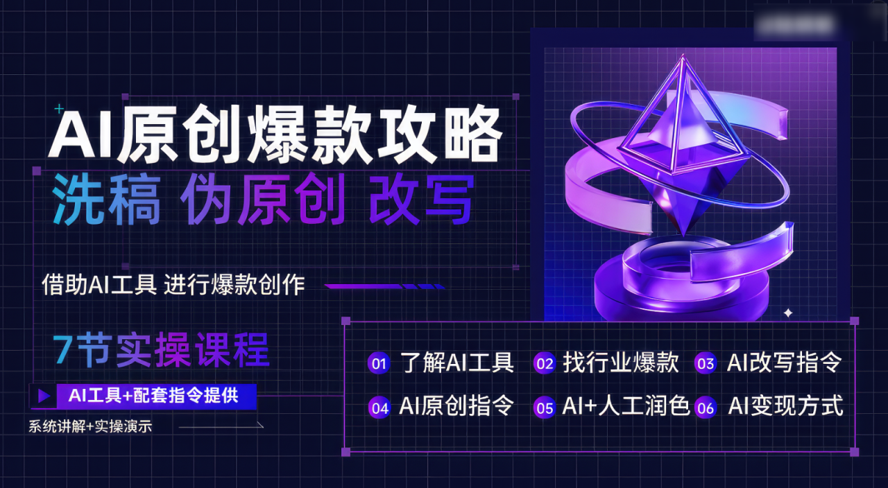 AI原创爆款攻略，洗稿改写伪原创必备，轻松创作10万+爆款文案-生财有道