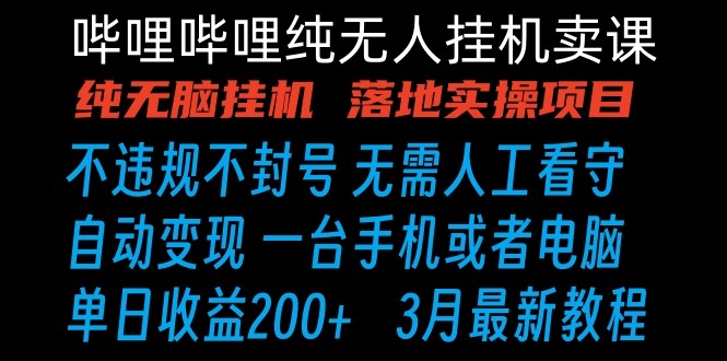 哔哩哔哩纯无脑挂机卖课 单号日收益200+ 手机就能做-生财有道