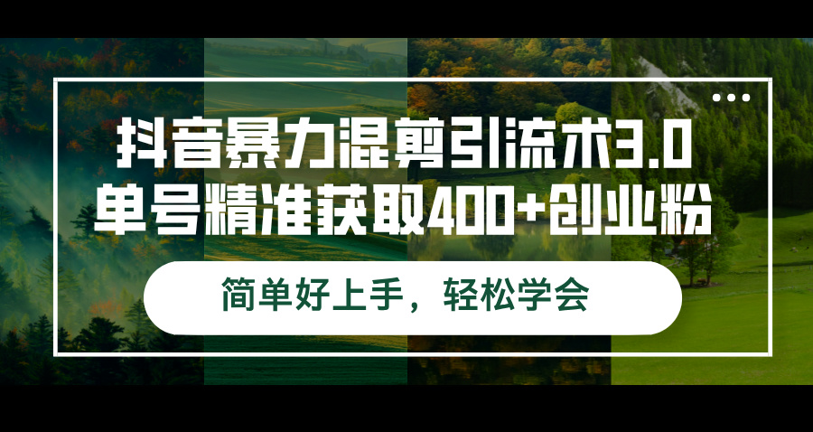 （12630期）抖音暴力混剪引流术3.0单号精准获取400+创业粉简单好上手，轻松学会_生财有道创业网-生财有道