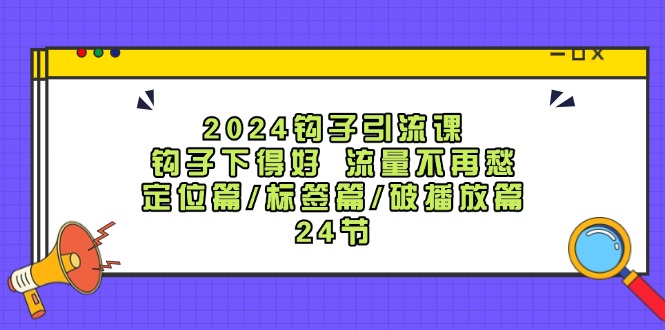 2024钩子引流课：钩子下得好流量不再愁，定位篇/标签篇/破播放篇/24节-生财有道