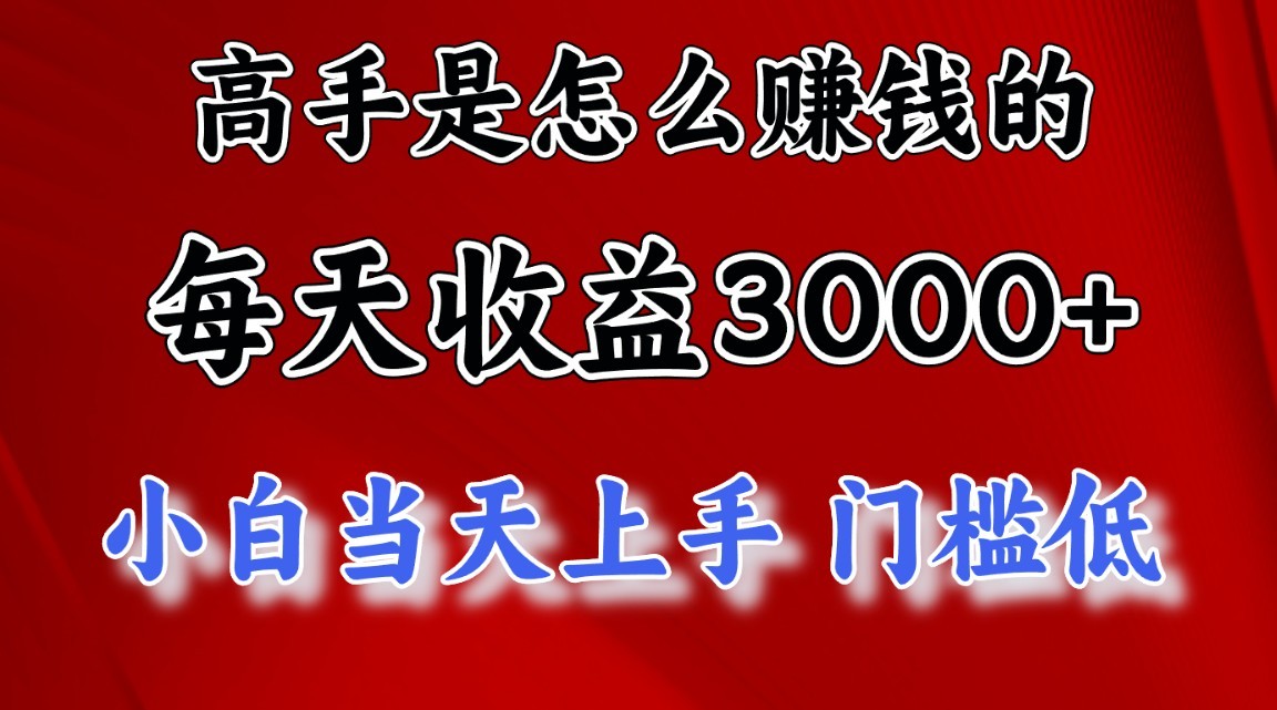 高手是怎么一天赚3000+的，小白当天上手，翻身项目，非常稳定。-生财有道