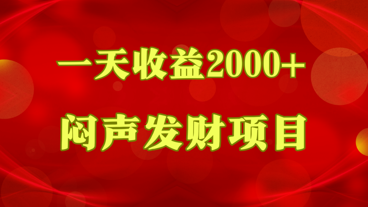 闷声发财，一天收益2000+，到底什么是赚钱，看完你就知道了-生财有道